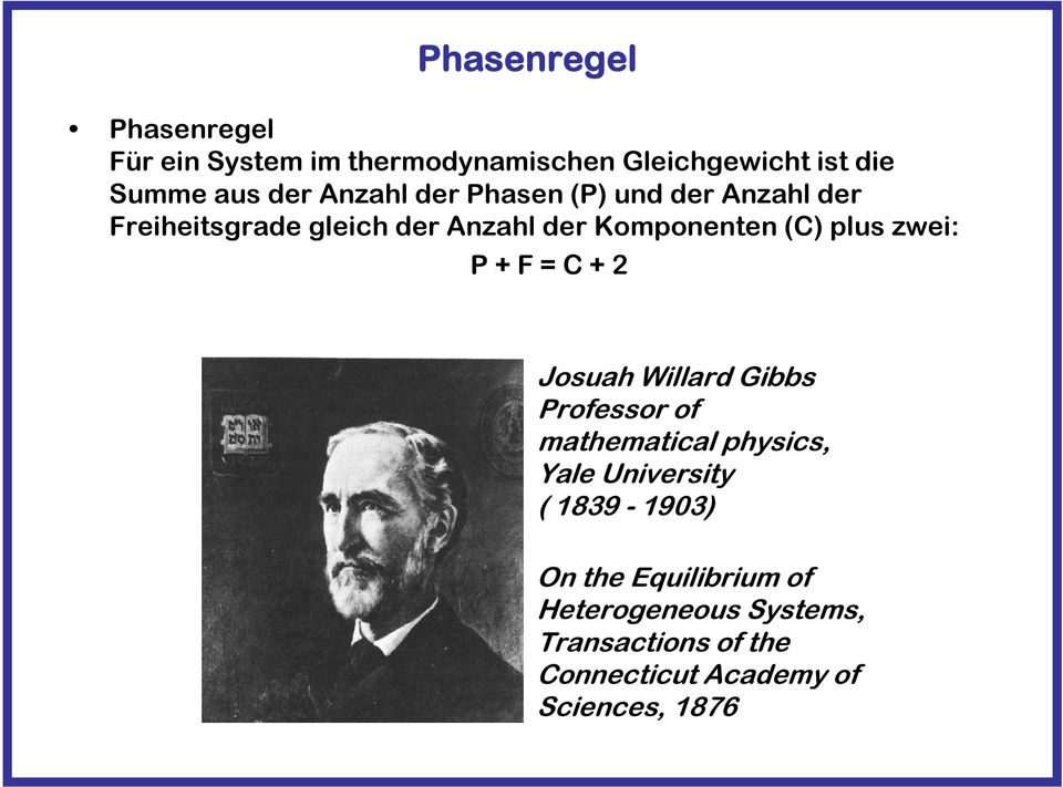 zwei: P + F = C + 2 Josuah Willard Gibbs Professor of mathematical physics, Yale University (