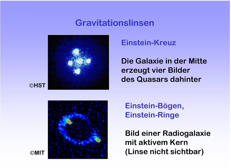 dahinter Einstein-Bögen, Einstein-Ringe MIT Bild