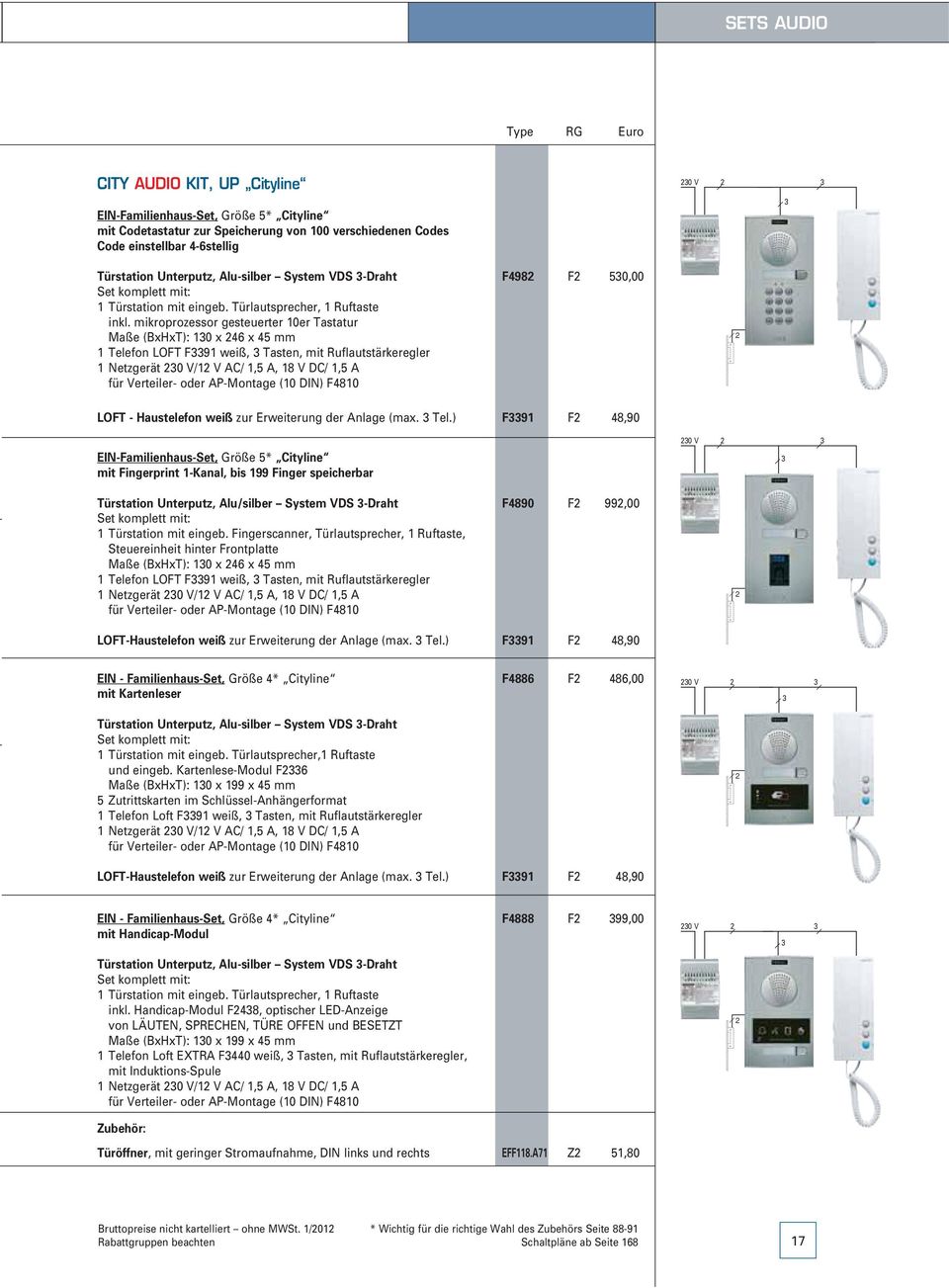 mikroprozessor gesteuerter 10er Tastatur Maße (BxHxT): 130 x 46 x 45 mm 1 Telefon LOFT F3391 weiß, 3 Tasten, mit Ruflautstärkeregler 1 Netzgerät 30 V/1 V AC/ 1,5 A, 18 V DC/ 1,5 A für Verteiler- oder