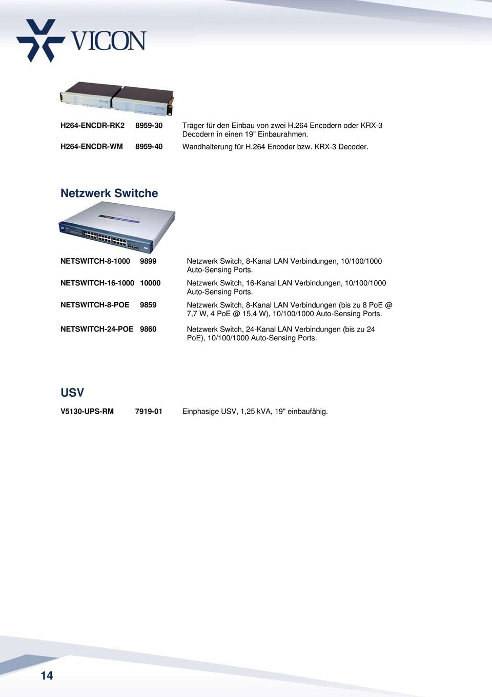 NETSWITCH-16-1000 10000 Netzwerk Switch, 16-Kanal LAN Verbindungen, 10/100/1000 Auto-Sensing Ports.