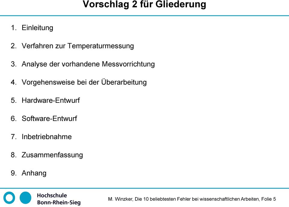 Hardware-Entwurf 6. Software-Entwurf 7. Inbetriebnahme 8. Zusammenfassung 9.