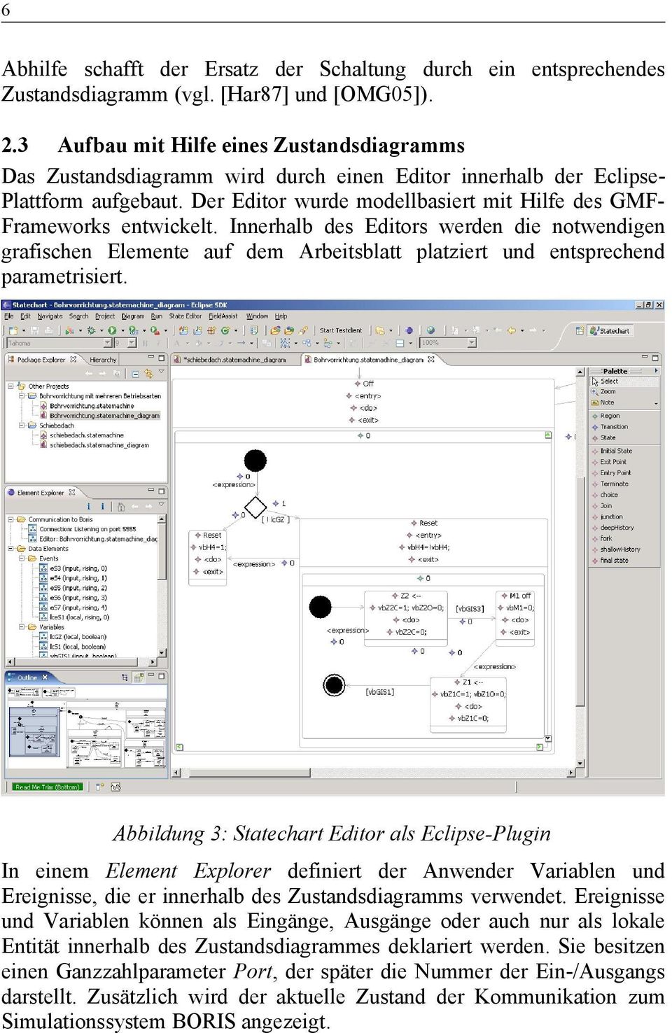 Der Editor wurde modellbasiert mit Hilfe des GMF- Frameworks entwickelt.