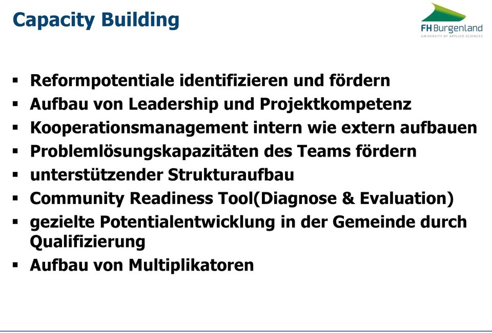 des Teams fördern unterstützender Strukturaufbau Community Readiness Tool(Diagnose &