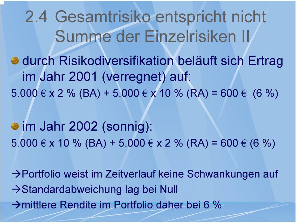 000 x 10 % (RA) = 600 (6 %) im Jahr 2002 (sonnig): 5.000 x 10 % (BA) + 5.