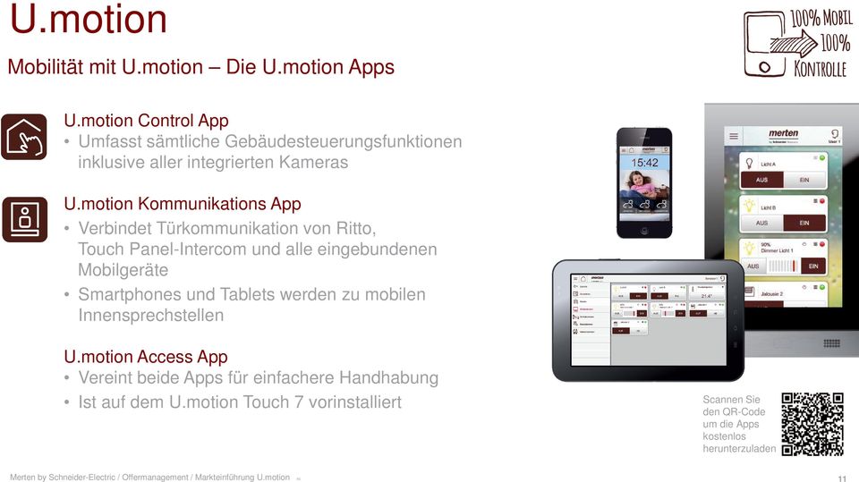 motion Kommunikations App Verbindet Türkommunikation von Ritto, Touch Panel-Intercom und alle eingebundenen Mobilgeräte