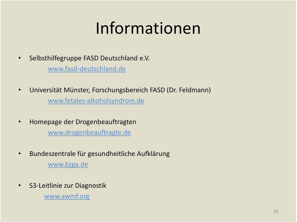 fetales-alkoholsyndrom.de Homepage der Drogenbeauftragten www.drogenbeauftragte.