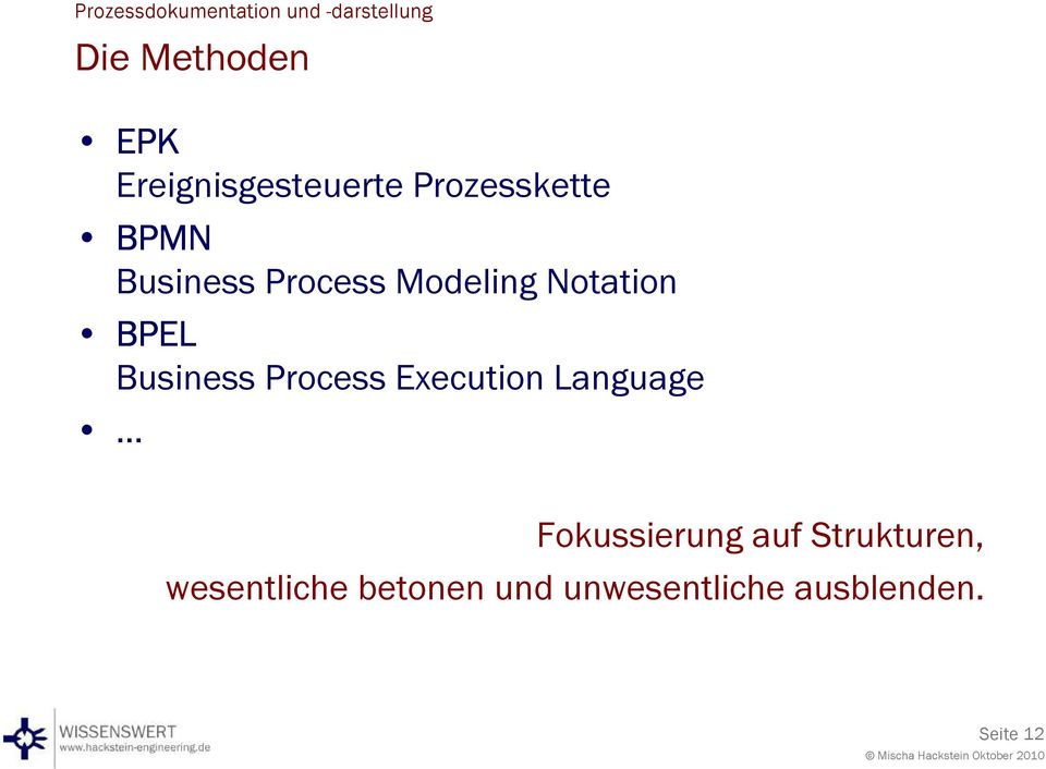 Process Execution Language Fokussierung auf