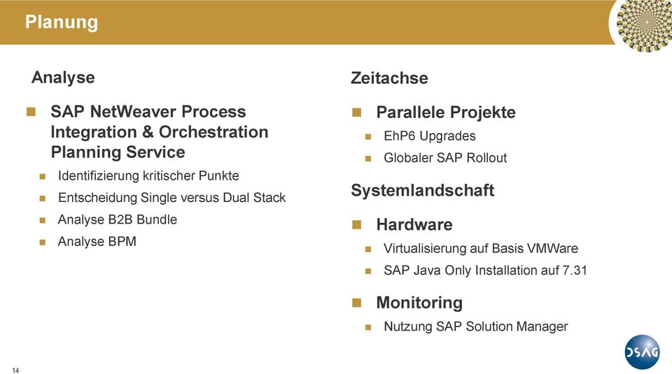 Analyse BPM Zeitachse Parallele Projekte EhP6 Upgrades Globaler SAP Rollout Systemlandschaft