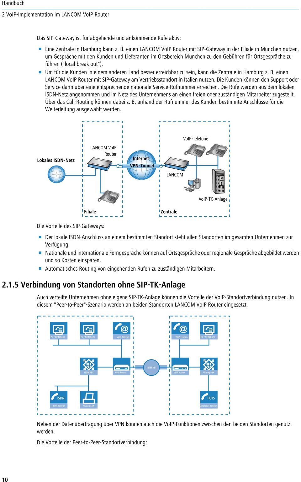 out"). 1 Um für die Kunden in einem anderen Land besser erreichbar zu sein, kann die Zentrale in Hamburg z. B. einen LANCOM VoIP Router mit SIP-Gateway am Vertriebsstandort in Italien nutzen.