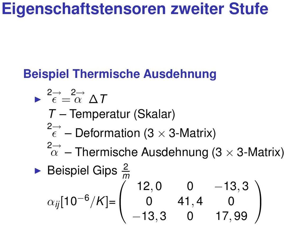 Deformation (3 3-Matrix) 2 α Thermische Ausdehnung (3