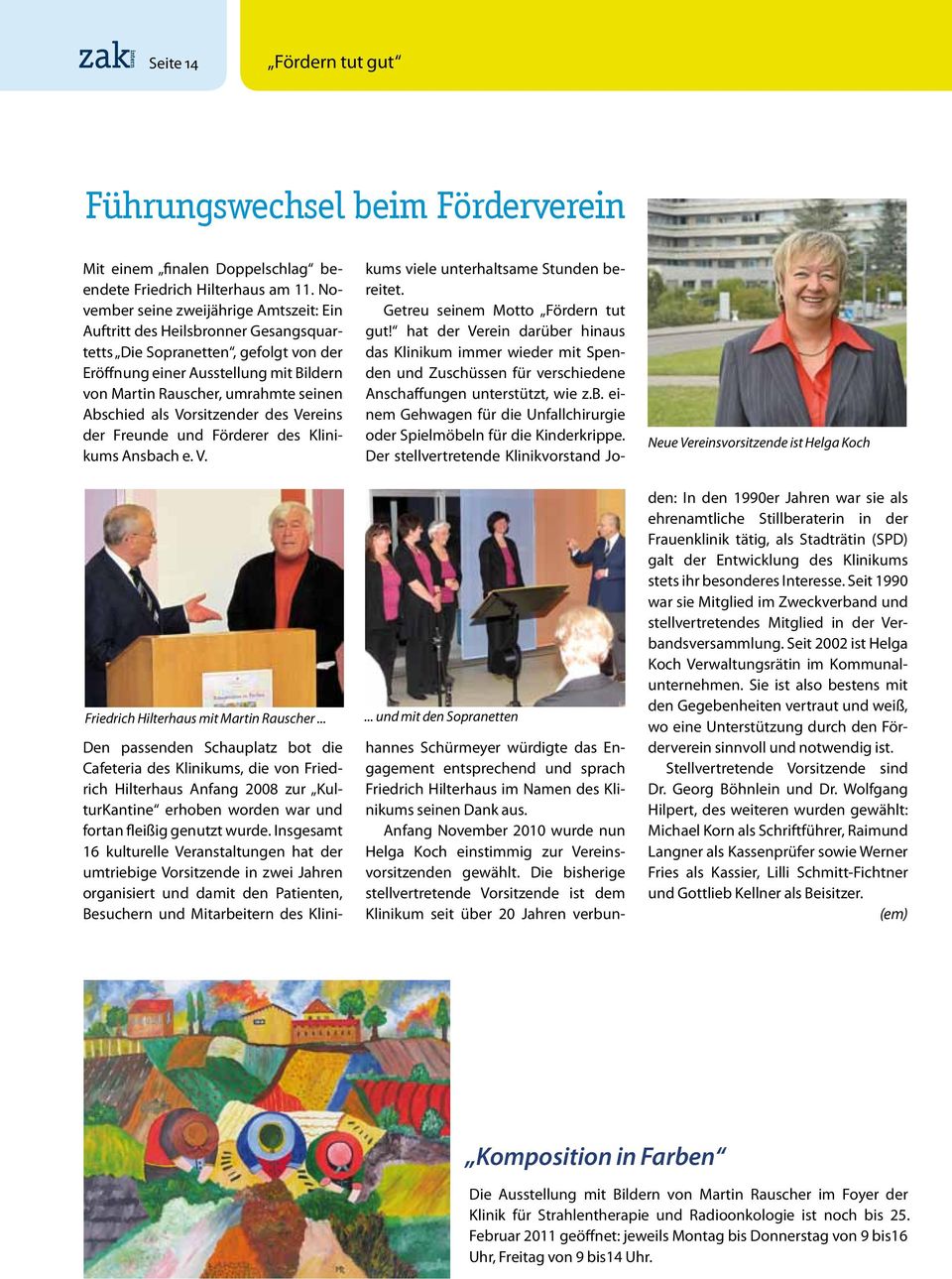 Abschied als Vorsitzender des Vereins der Freunde und Förderer des Klinikums Ansbach e. V. Friedrich Hilterhaus mit Martin Rauscher.