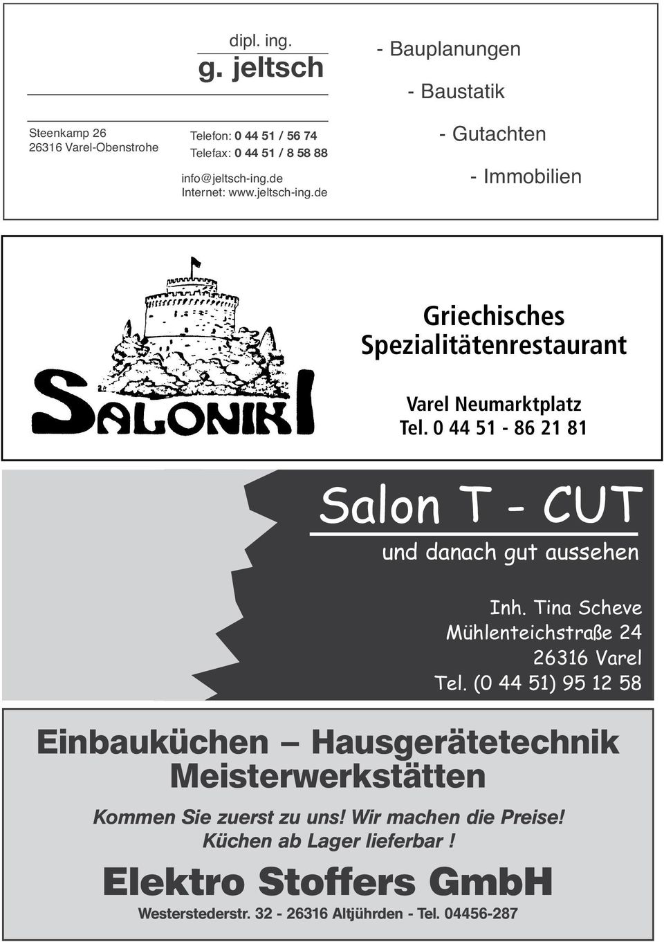 /Fax 04451 861517 Griechisches Spezialitätenrestaurant arel Neumarktplatz Telefon 0 44 51-86 21 81 1 27.09.