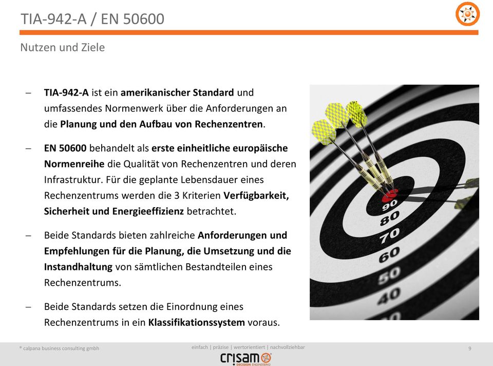 Für die geplante Lebensdauer eines Rechenzentrums werden die 3 Kriterien Verfügbarkeit, Sicherheit und Energieeffizienz betrachtet.