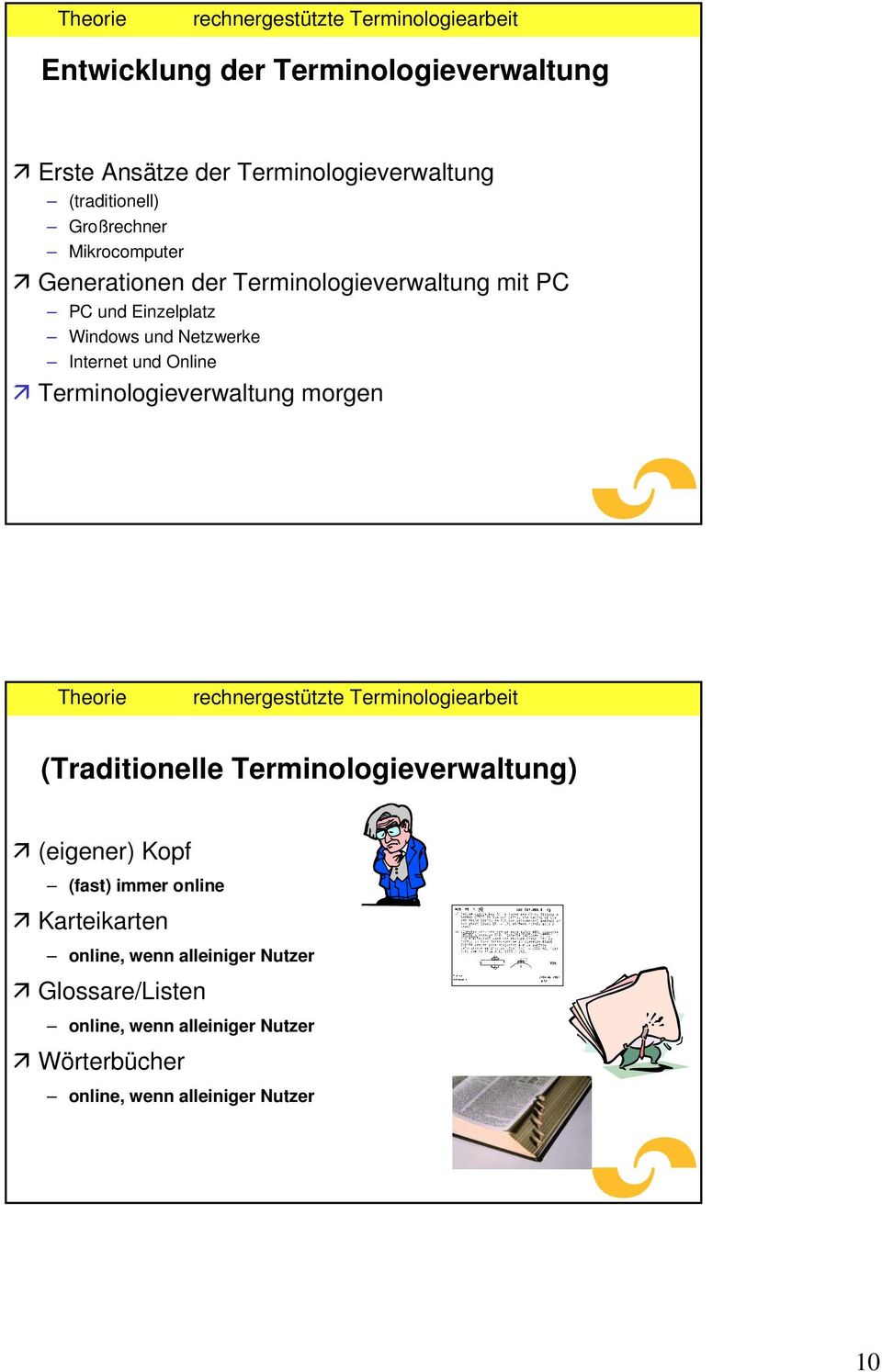 Online Terminologieverwaltung morgen (Traditionelle Terminologieverwaltung) (eigener) Kopf (fast) immer online