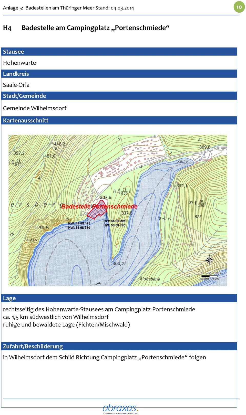 Gemeinde Wilhelmsdorf Kartenausschnitt Lage rechtsseitig des Hohenwarte-Stausees am Campingplatz Portenschmiede