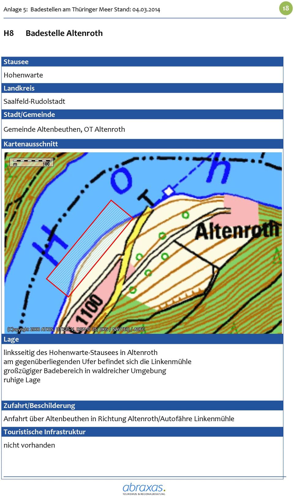 Altenroth Kartenausschnitt Lage linksseitig des Hohenwarte-Stausees in Altenroth am gegenüberliegenden Ufer befindet sich die