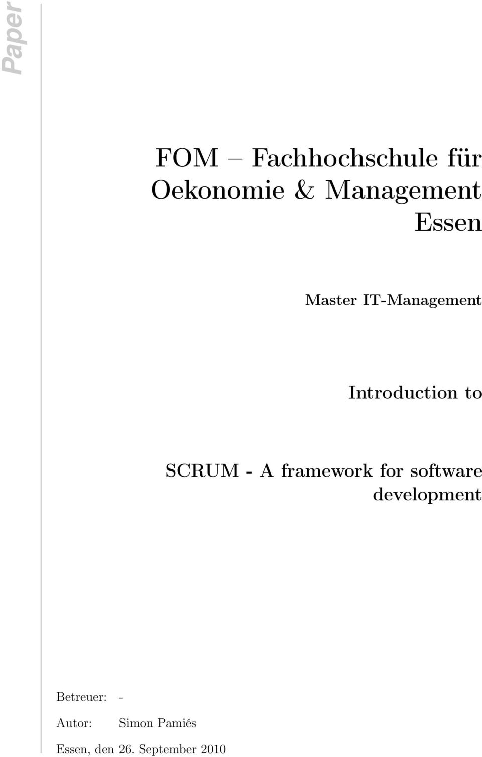 to SCRUM - A framework for software development