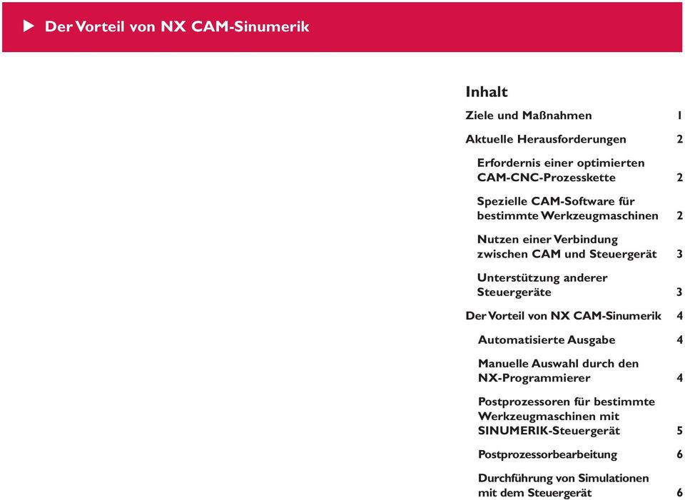 Unterstützung anderer Steuergeräte 3 Der Vorteil von NX CAM-Sinumerik 4 Automatisierte Ausgabe 4 Manuelle Auswahl durch den