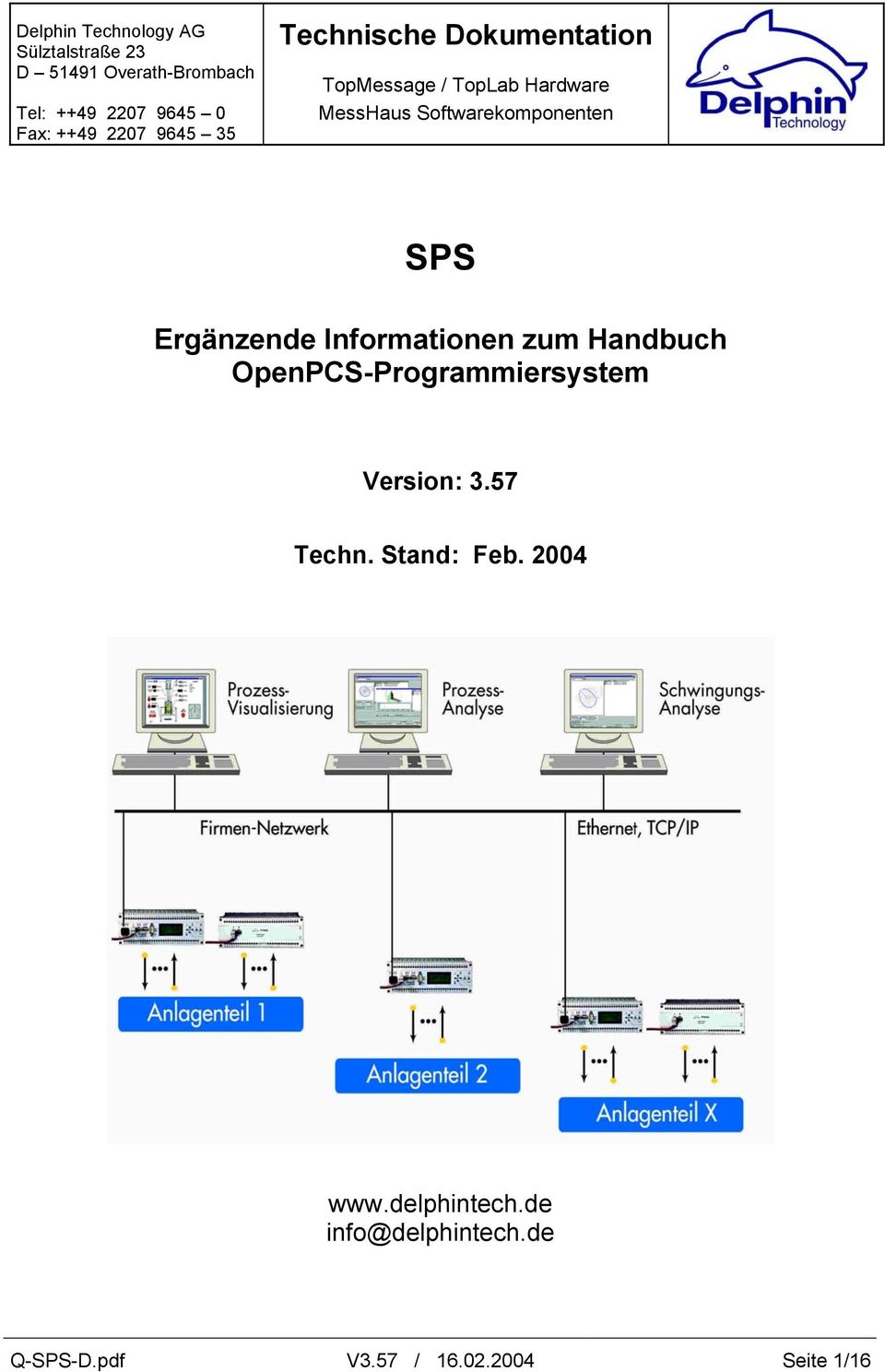 Softwarekomponenten SPS Ergänzende Informationen zum Handbuch OpenPCS-Programmiersystem