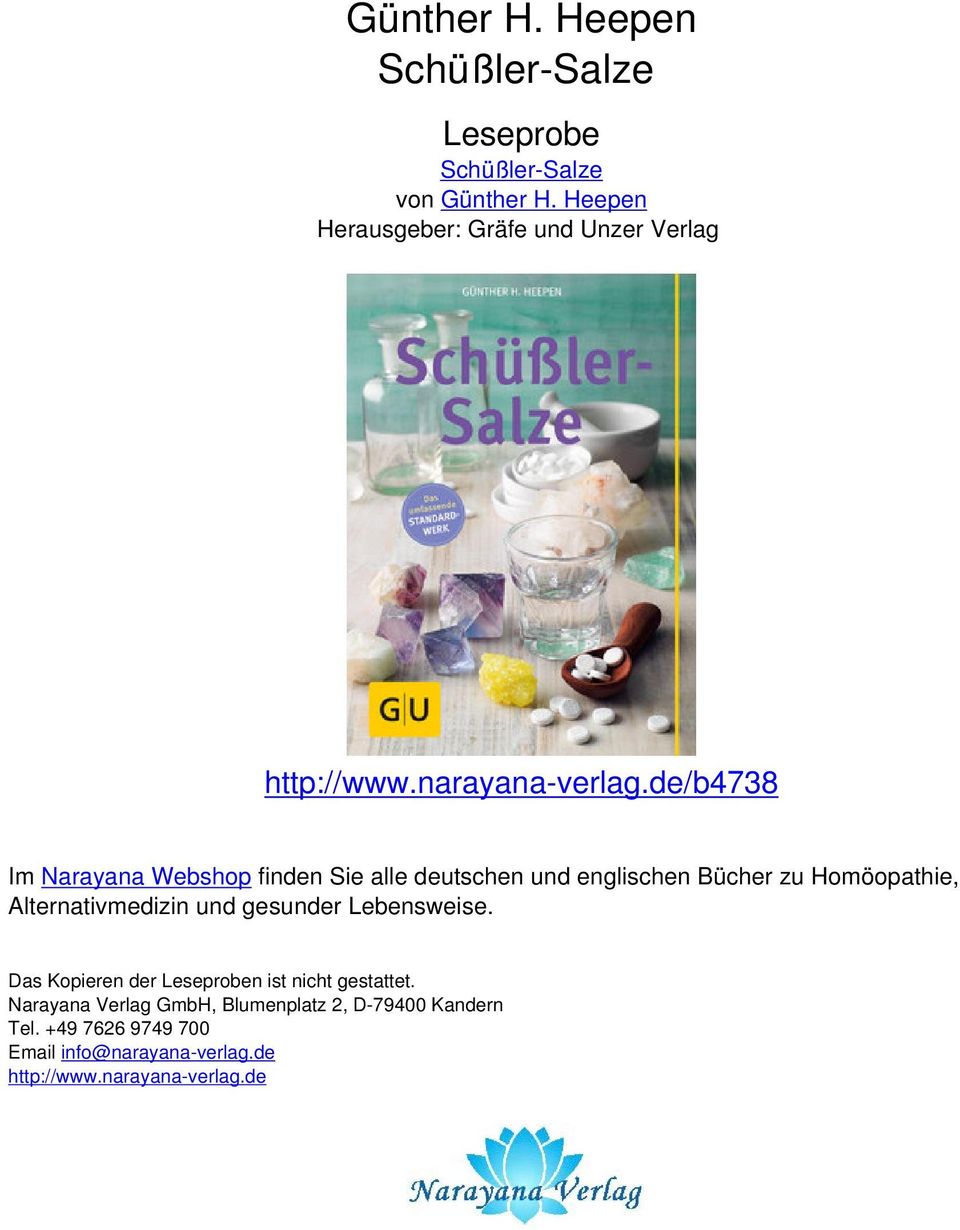 de/b4738 Im Narayana Webshop finden Sie alle deutschen und englischen Bücher zu Homöopathie, Alternativmedizin und