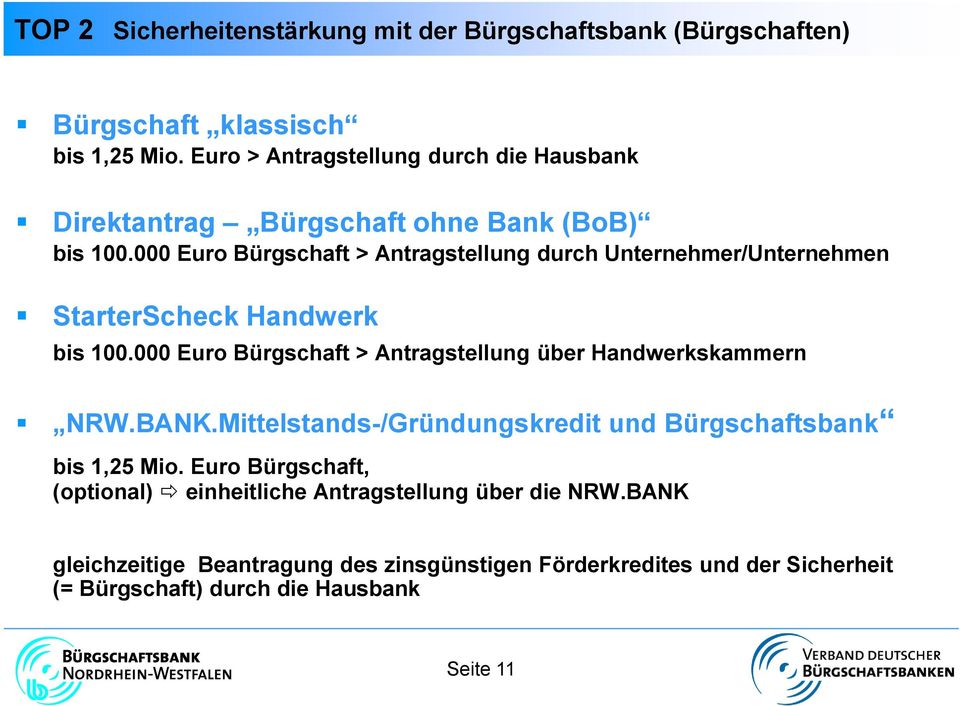000 Euro Bürgschaft > Antragstellung durch Unternehmer/Unternehmen StarterScheck Handwerk bis 100.
