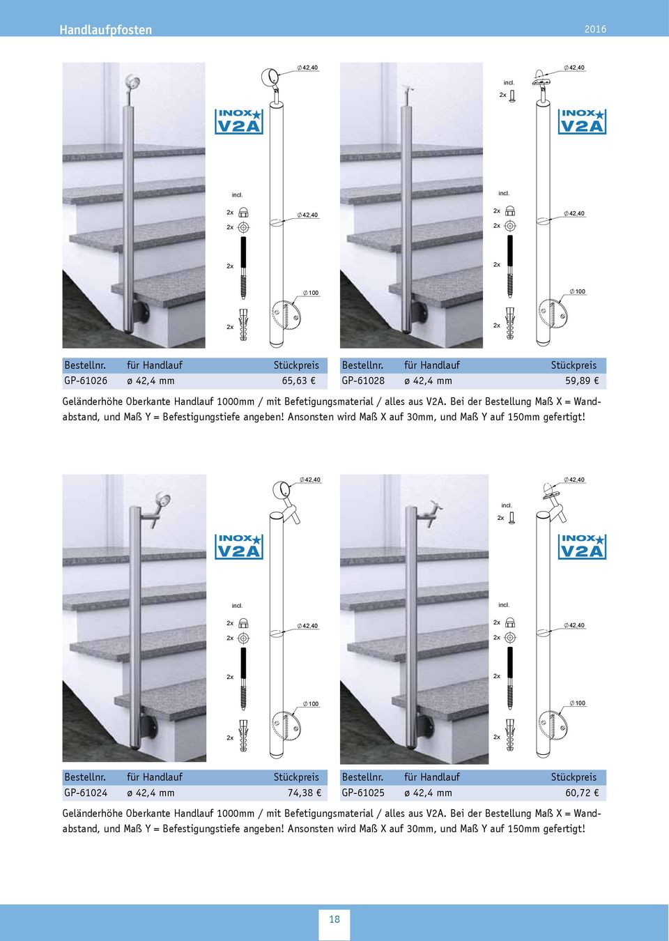 Bei der Bestellung Maß X = Wandabstand, und Maß Y = Befestigungstiefe angeben! Ansonsten wird Maß X auf 30mm, und Maß Y auf 1mm gefertigt! incl.