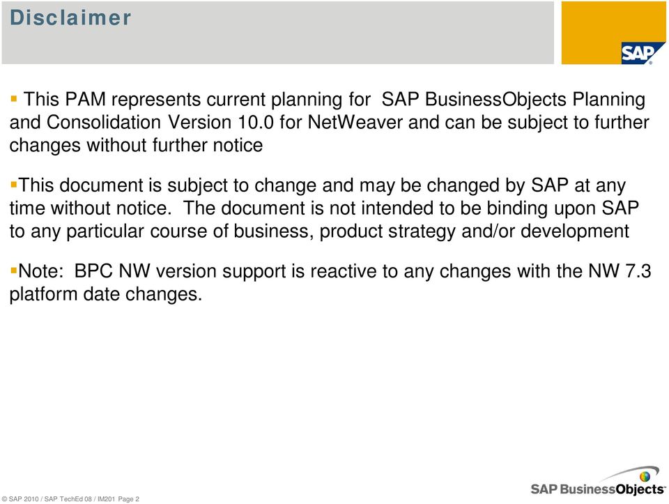 SAP at any time without notice.
