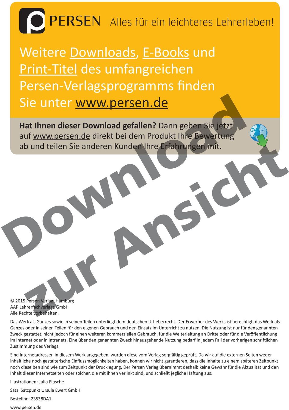 2015 Persen Verlag, Hamburg AAP Lehrerfachverlage GmbH Alle Rechte vorbehalten. Das Werk als Ganzes sowie in seinen Teilen unterliegt dem deutschen Urheberrecht.