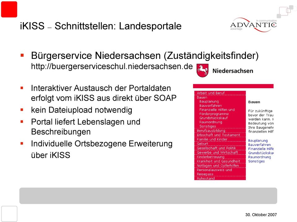 de Interaktiver Austausch der Portaldaten erfolgt vom ikiss aus direkt über SOAP