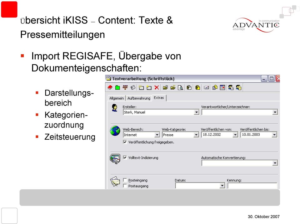 Übergabe von Dokumenteigenschaften: