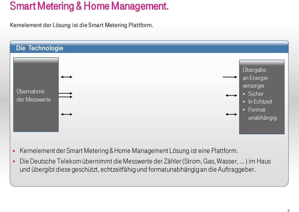 Kernelement der Smart Metering & Home Management Lösung ist eine Plattform.