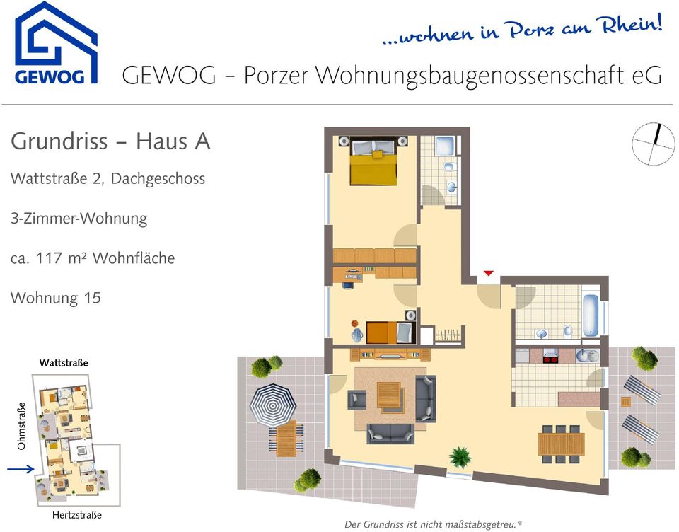 117 m² Wohnfläche Wohnung 15 Wattstraße