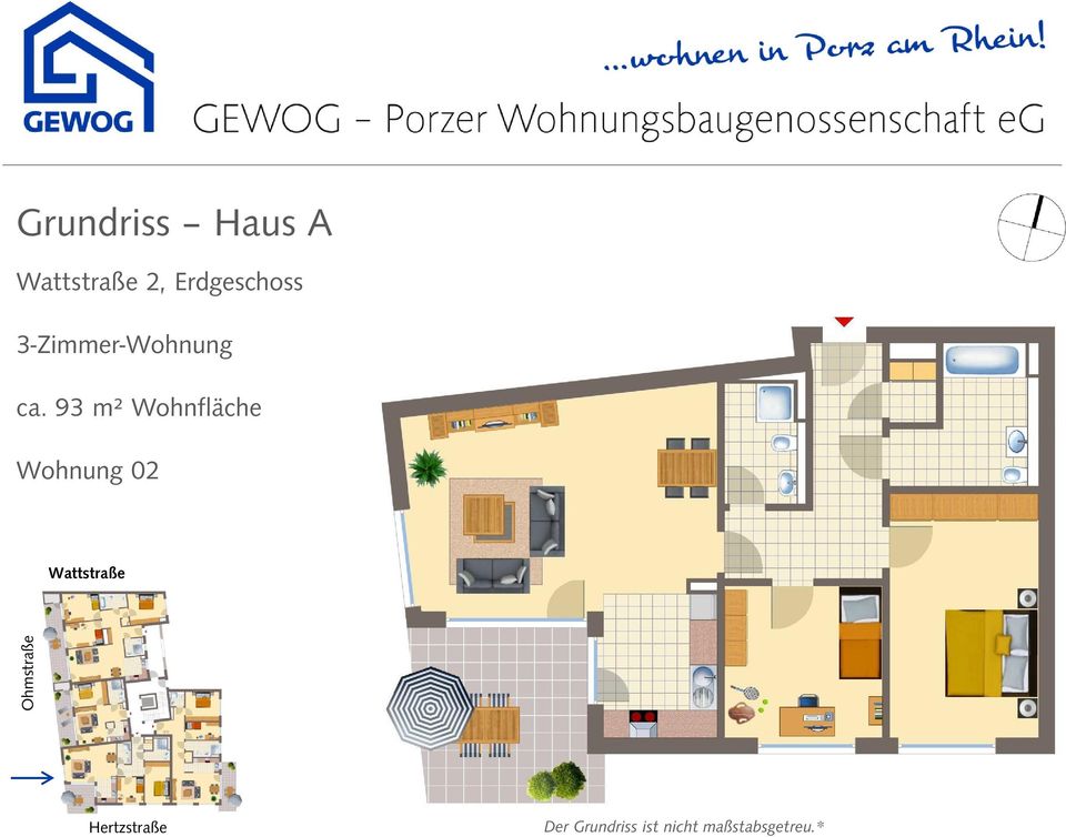 93 m² Wohnfläche Wohnung 02 Wattstraße