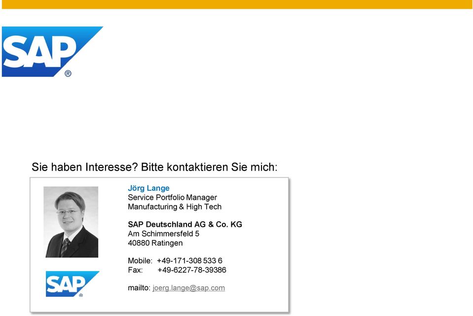 Manager Manufacturing & High Tech SAP Deutschland AG & Co.