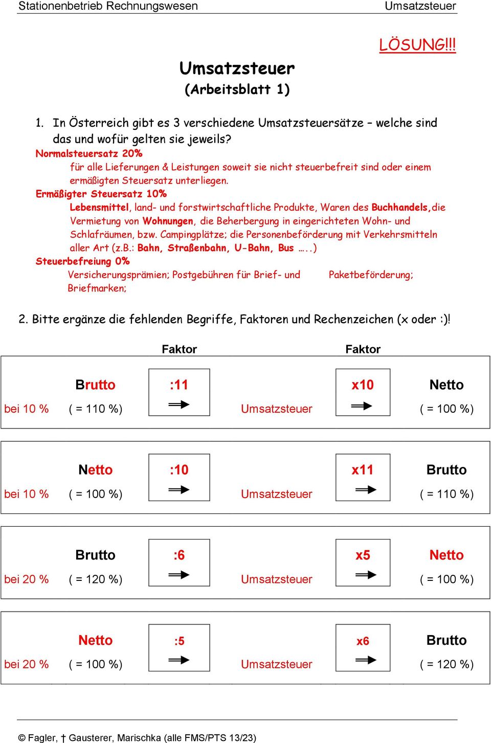 Ermäßigter Steuersatz 10% Lebensmittel, land- und forstwirtschaftliche Produkte, Waren des Buchhandels,die Vermietung von Wohnungen, die Beherbergung in eingerichteten Wohn- und Schlafräumen, bzw.