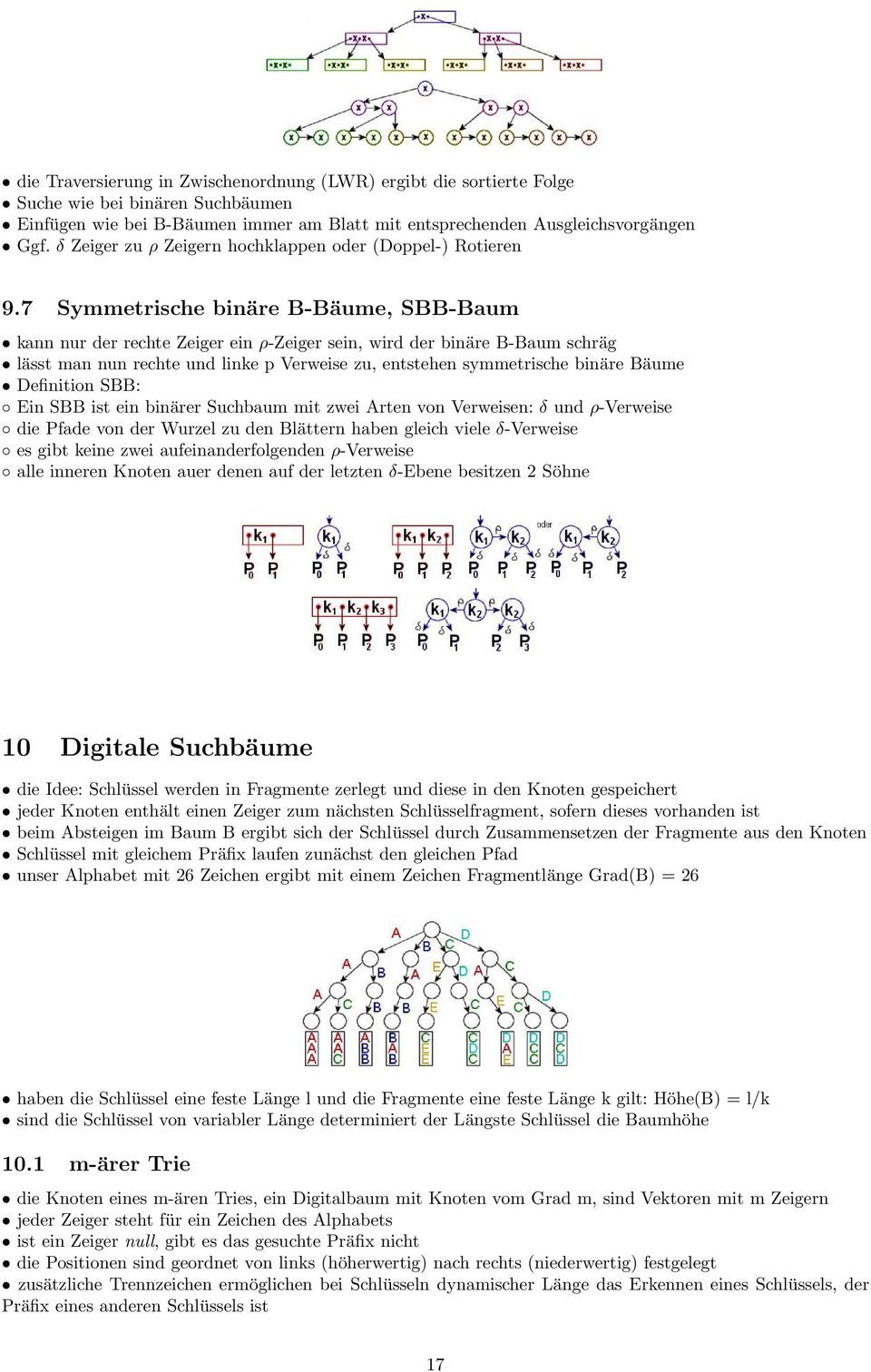 7 Symmetrische binäre B-Bäume, SBB-Baum kann nur der rechte Zeiger ein ρ-zeiger sein, wird der binäre B-Baum schräg lässt man nun rechte und linke p Verweise zu, entstehen symmetrische binäre Bäume