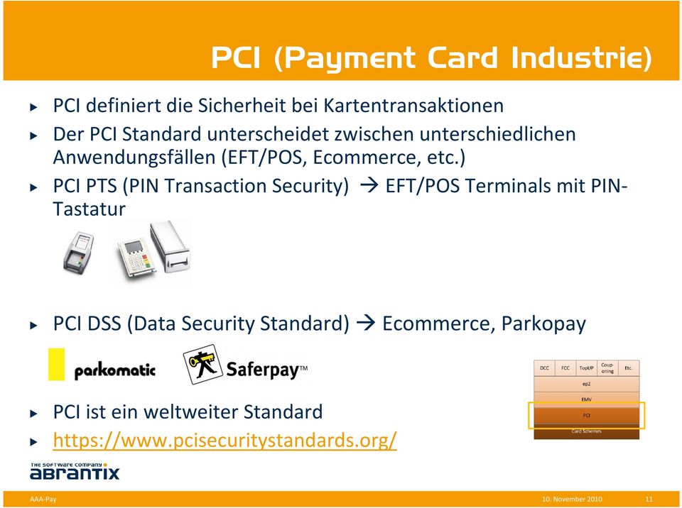 ) PCI PTS (PIN Transaction Security) EFT/POS Terminals mit PIN- Tastatur PCI DSS (Data Security