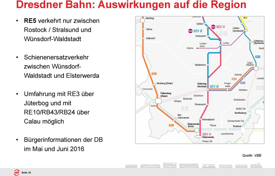 Waldstadt und Elsterwerda Umfahrung mit RE3 über Jüterbog und mit RE10/RB43/RB24
