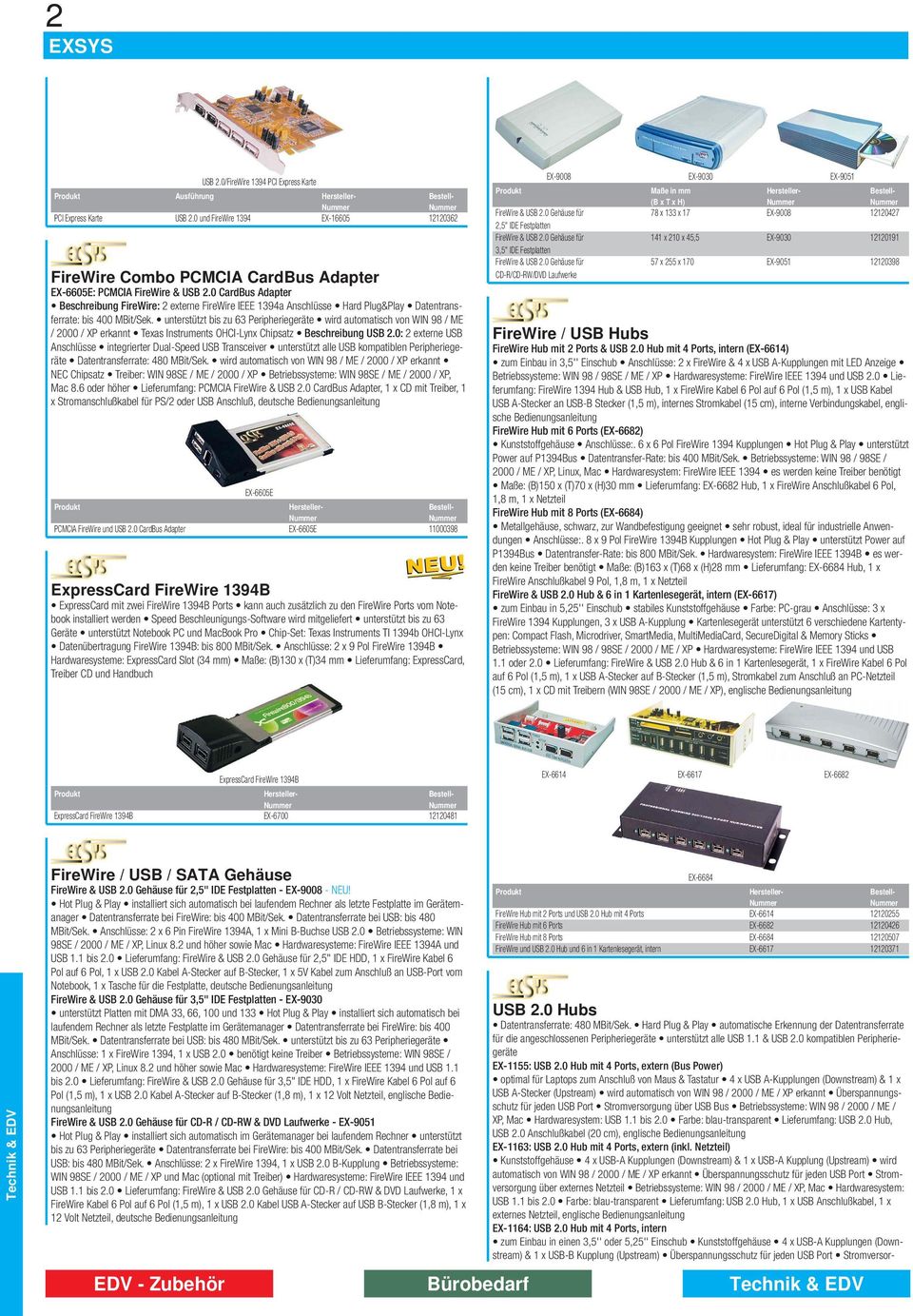 0 CardBus Adapter Beschreibung FireWire: 2 externe FireWire IEEE 1394a Anschlüsse Hard Plug&Play Datentransferrate: bis 400 MBit/Sek.