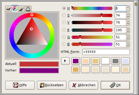 mit GIMP Bitmap-Auflösung Farbraum Bildformate Farbräume Farbe läßt sich in unterschiedlichen Farbräumen beschreiben: