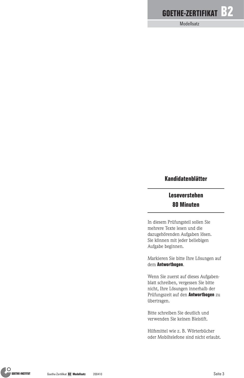 Goethe Zertifikat B2 Modellsatz B1 B2 C1 C2 Pdf Free Download