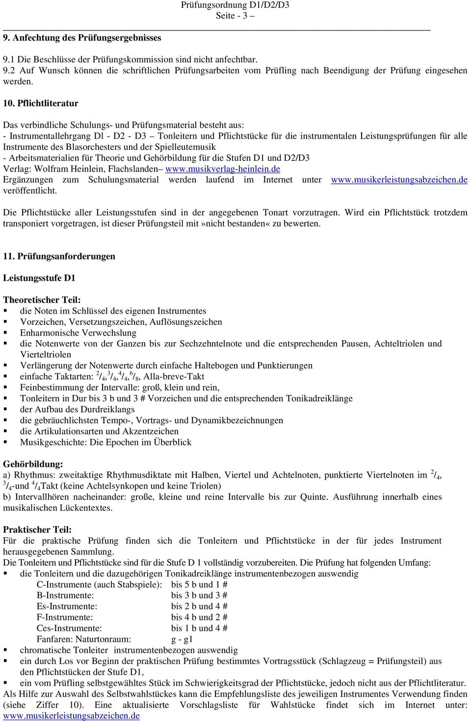 Instrumente des Blasorchesters und der Spielleutemusik - Arbeitsmaterialien für Theorie und Gehörbildung für die Stufen D1 und D2/D3 Verlag: Wolfram Heinlein, Flachslanden www.musikverlag-heinlein.