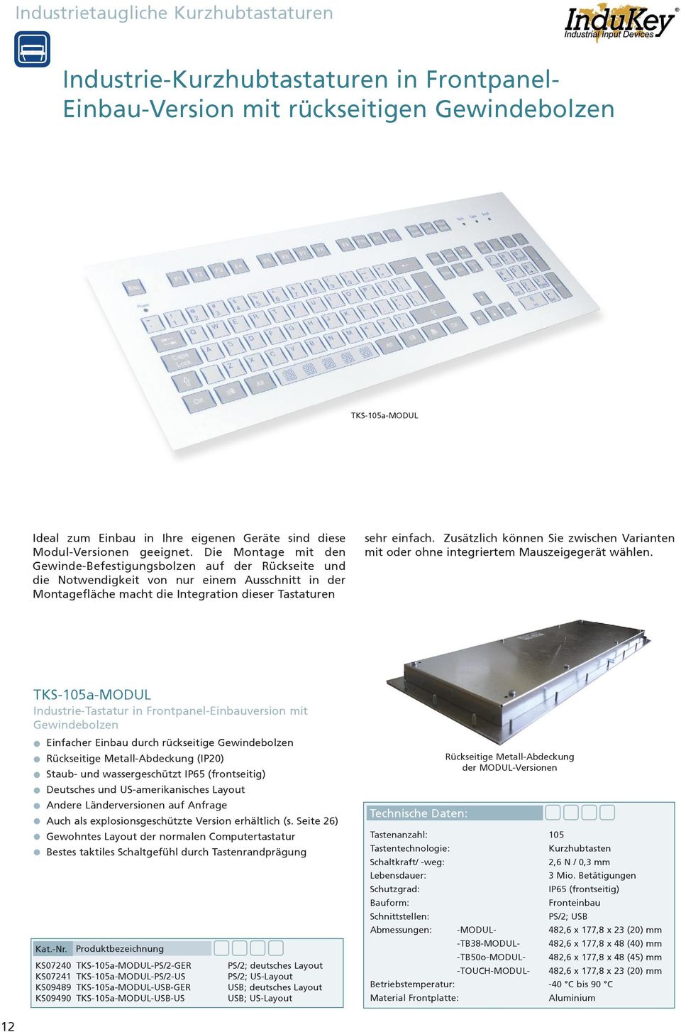 KS07210 InduKey Tastatur TKS-105a-KGEH-PS/2-GER PS/2 IP65 gebraucht 