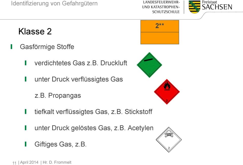ABC (CBRN) - Einsatz. Identifizierung von Gefahrgütern. 1 April 2014 Hr. D.  Frommelt - PDF Kostenfreier Download