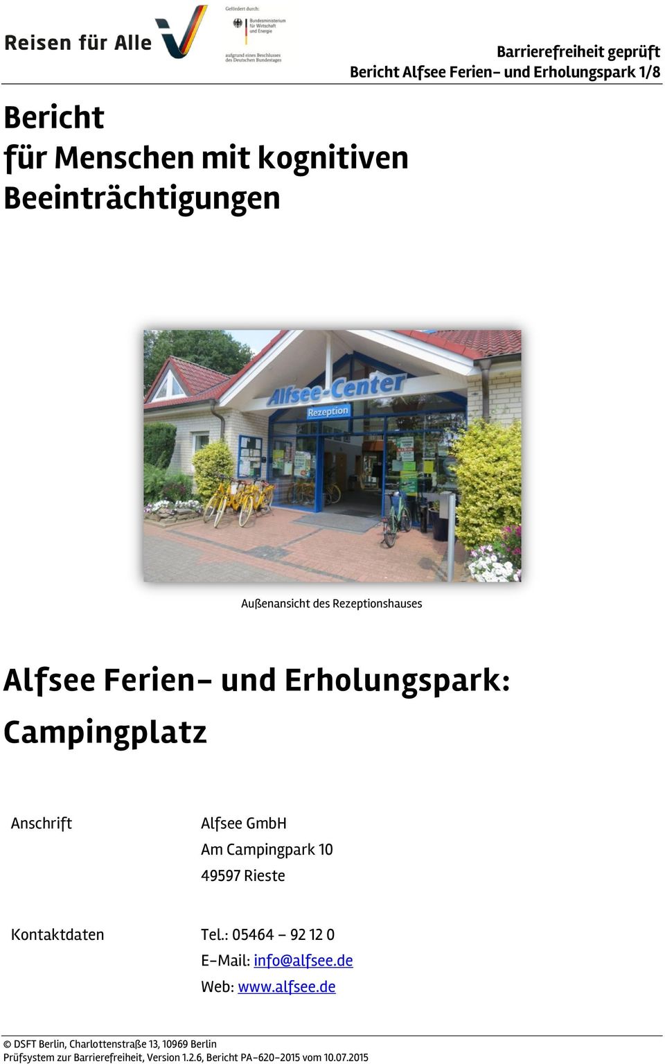 Alfsee Ferien- und Erholungspark: Campingplatz Anschrift Alfsee GmbH Am Campingpark
