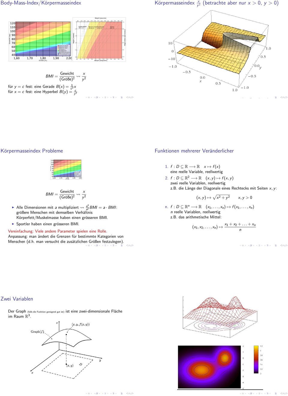 f () eine reelle Variable, reellwertig BM = Gewicht (Gro ße) 3 a Alle Dimensionen mit a multipliziert BM = a BM : a gro ßere Menschen mit demselben Verha ltnis Ko rperfett/muskelmasse haben einen gro