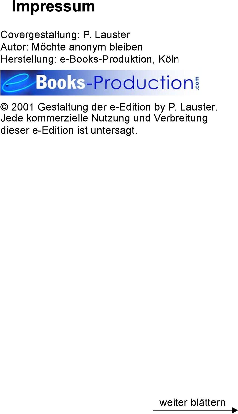 e-books-produktion, Köln 2001 Gestaltung der e-edition