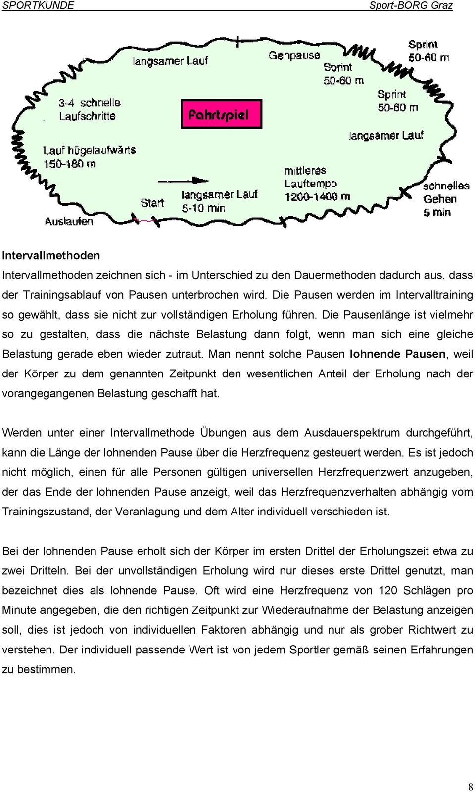 Die Pausenlänge ist vielmehr so zu gestalten, dass die nächste Belastung dann folgt, wenn man sich eine gleiche Belastung gerade eben wieder zutraut.