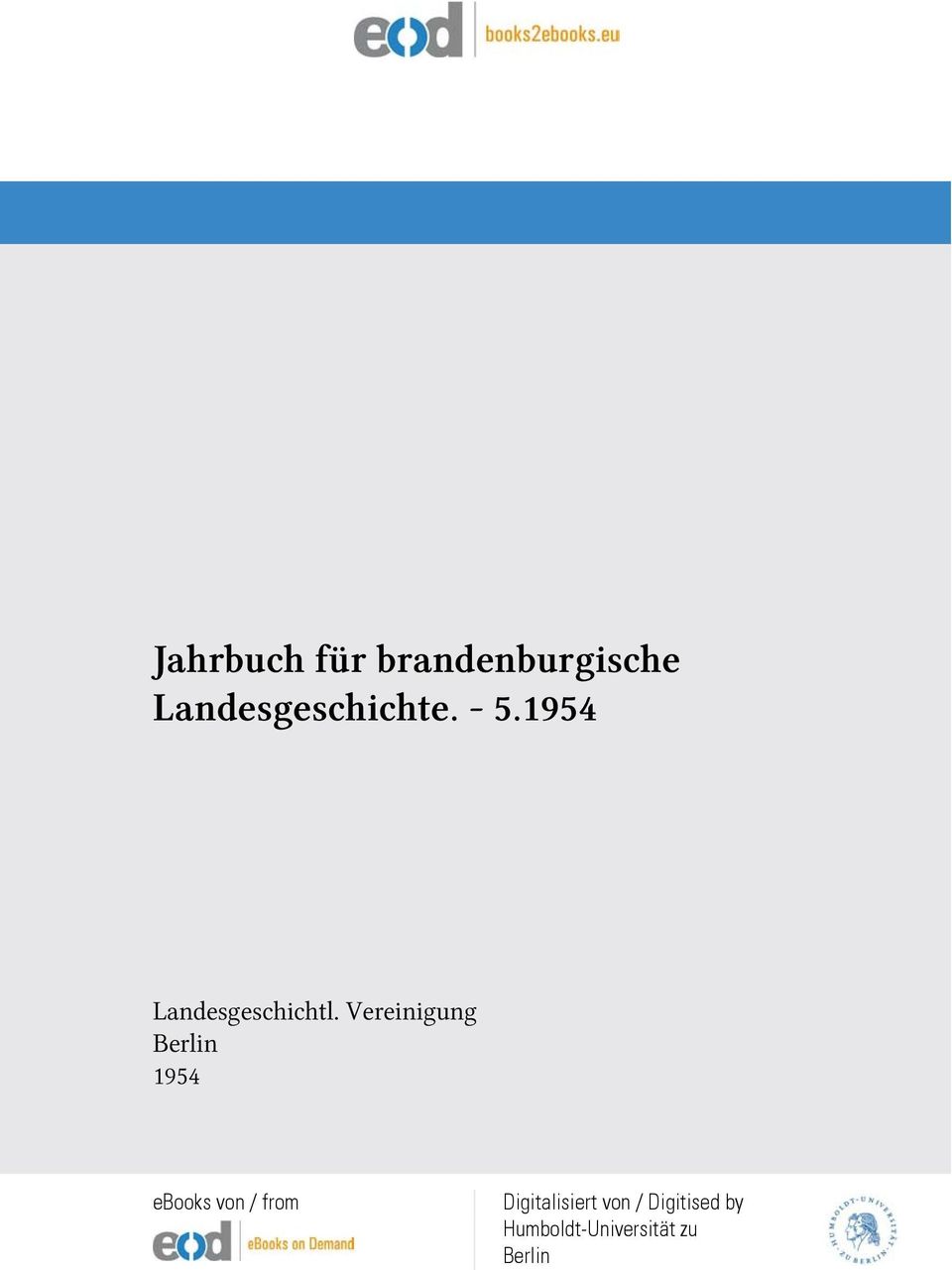 Vereinigung Berlin 1954 ebooks von / from
