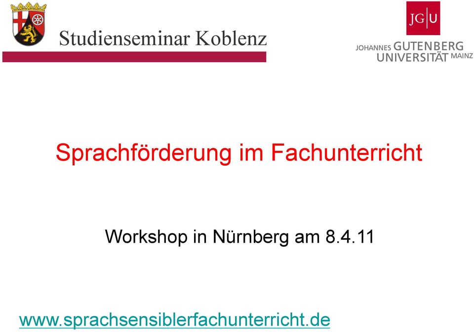 Fachunterricht Workshop in Nürnberg